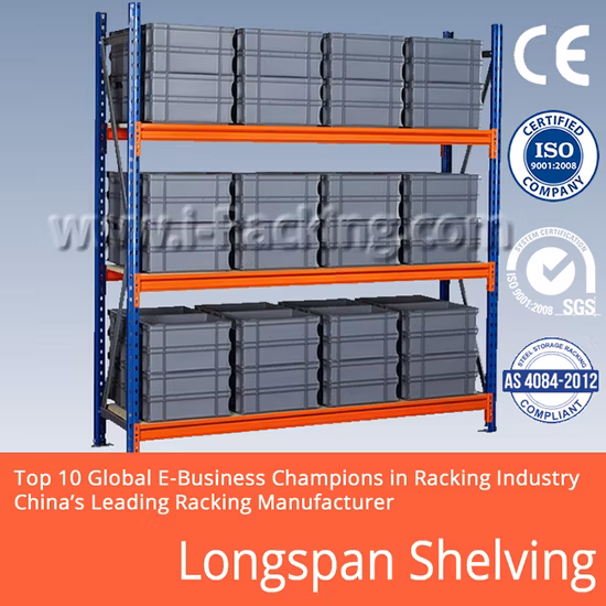 Scaffalature a lunga campata in metallo d'acciaio per magazzino con certificato Ce