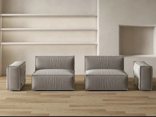 Set di divani componibili modulari a forma di U in tessuto di velluto in stile italiano moderno, mobili per soggiorno per hotel domestici