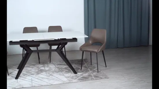 Foshan Modern Home Hotel Restaurant Furniture Set Tavolo da pranzo con piano in marmo con struttura in acciaio inossidabile