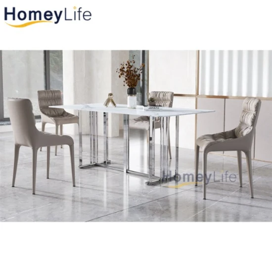 Tavolo da pranzo bianco in marmo massiccio artificiale rettangolare di vendita caldo per la casa