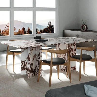 Newstar Minimalista Mobili per la casa di lusso Tavolo da pranzo in marmo Tavolo da ristorante Tavolo da pranzo in oro Calacatta